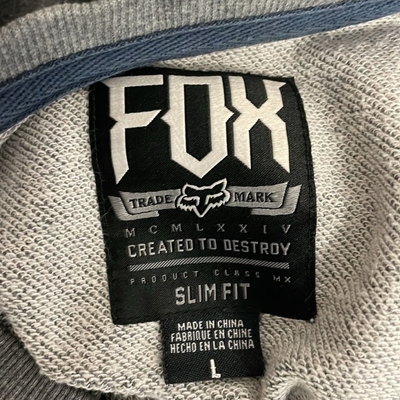 Fox Trademark Crewneck Slim Fit Gray Pullover Sweatshirt Mens Size Large - Picture 6 of 6